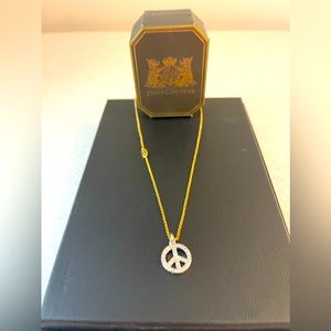 Juicy Couture Peace Sign Necklace with CZ *Brand New with Tags*